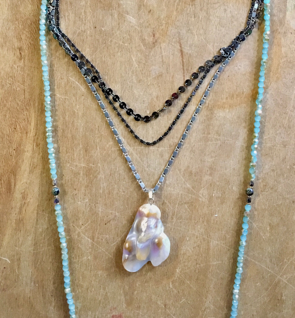 Pearl Cluster Beaded Chain Necklace