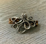 Octopus Jeweled Leather Hair Clip