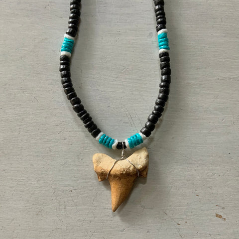 Shark Tooth Turquoise Coconut Bead Necklace
