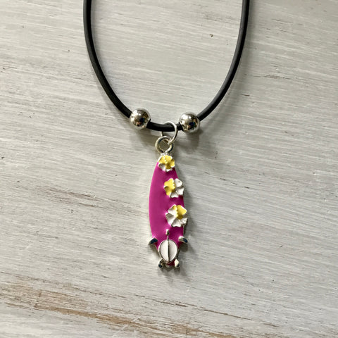Hibiscus Turtle Surfboard Necklace