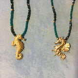 Emerald Golden Seahorse Necklace