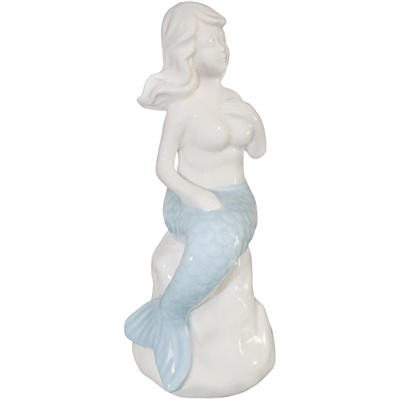 Blue Fin Mermaid Porcelain  Figurine