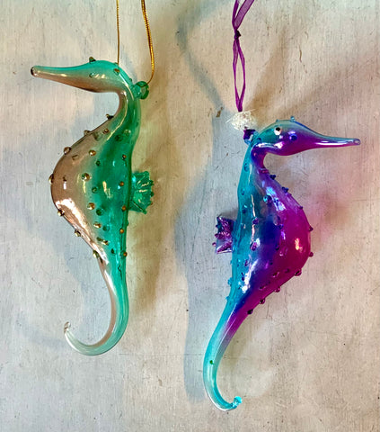Dainty  Seahorse Glass Ornament