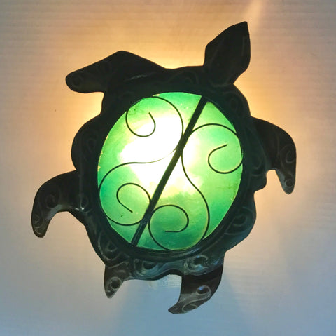 Capiz Sea Turtle Metal Nightlight