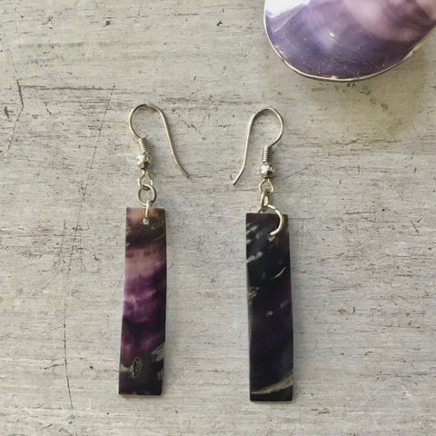 Purple Shell Geometric Earrings