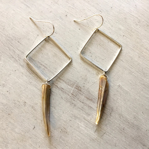 Geometric MOP Fang Earrings