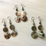 Abalone MOP Circle Drop Earrings