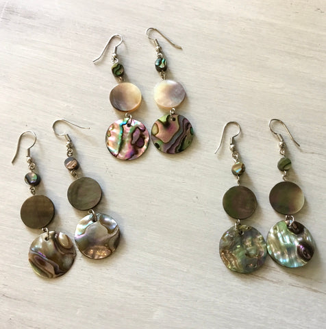 Abalone MOP Circle Drop Earrings