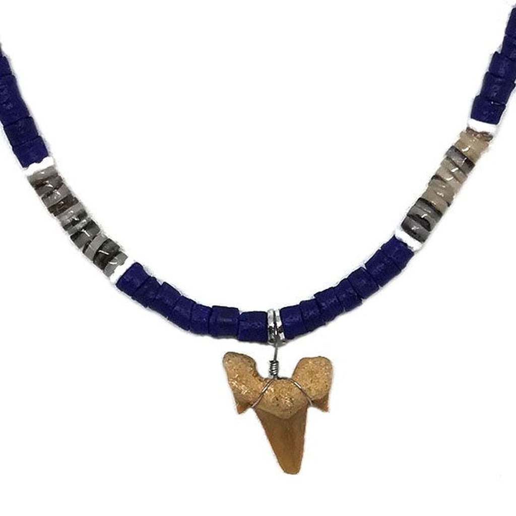 Coconut Bead Necklace Fossil Shark Tooth