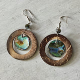 Abalone Wood Circle Earrings