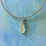 Simple Seaglass Pearl Leather Necklace