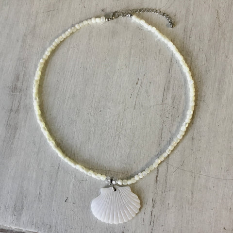 MOP Scallop Beaded Necklace