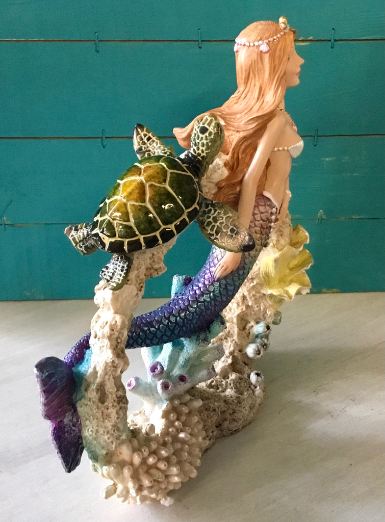 Swimming Mermaid & Turtle Statue Sea Things Ventura