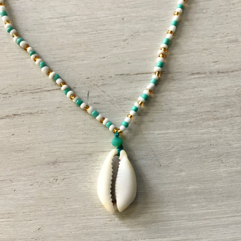 Ocean Blues Cowrie Necklace