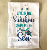 Sea Life Stitched Flour Sack Towel