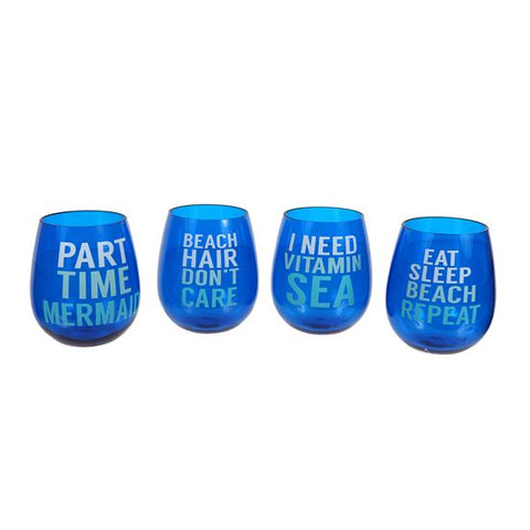 Beach Sayings Stemless Wine Glass
