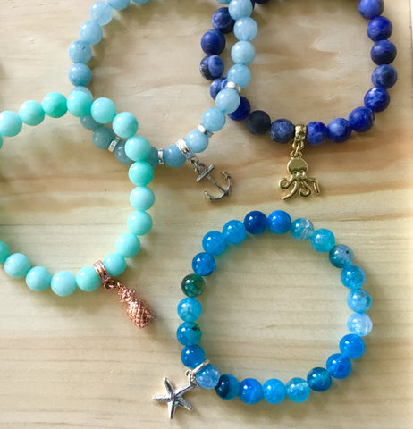 Stone Beaded Charm Bracelet