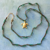 Golden Turtle Gemstone Necklace