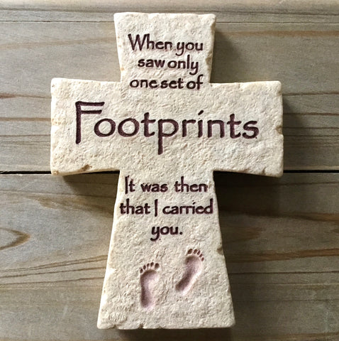 Footprints Cross Paper Weight
