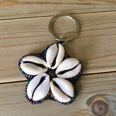 Cowrie Shell Flower Keychain