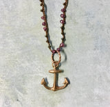 Brass Anchor Pendant Necklace