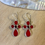 Red Coral Cross Earrings