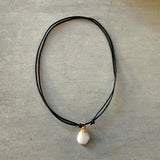Adjustable Seaglass Leather Necklace