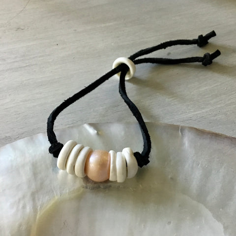 Puka Pearl Adjustable Bracelet