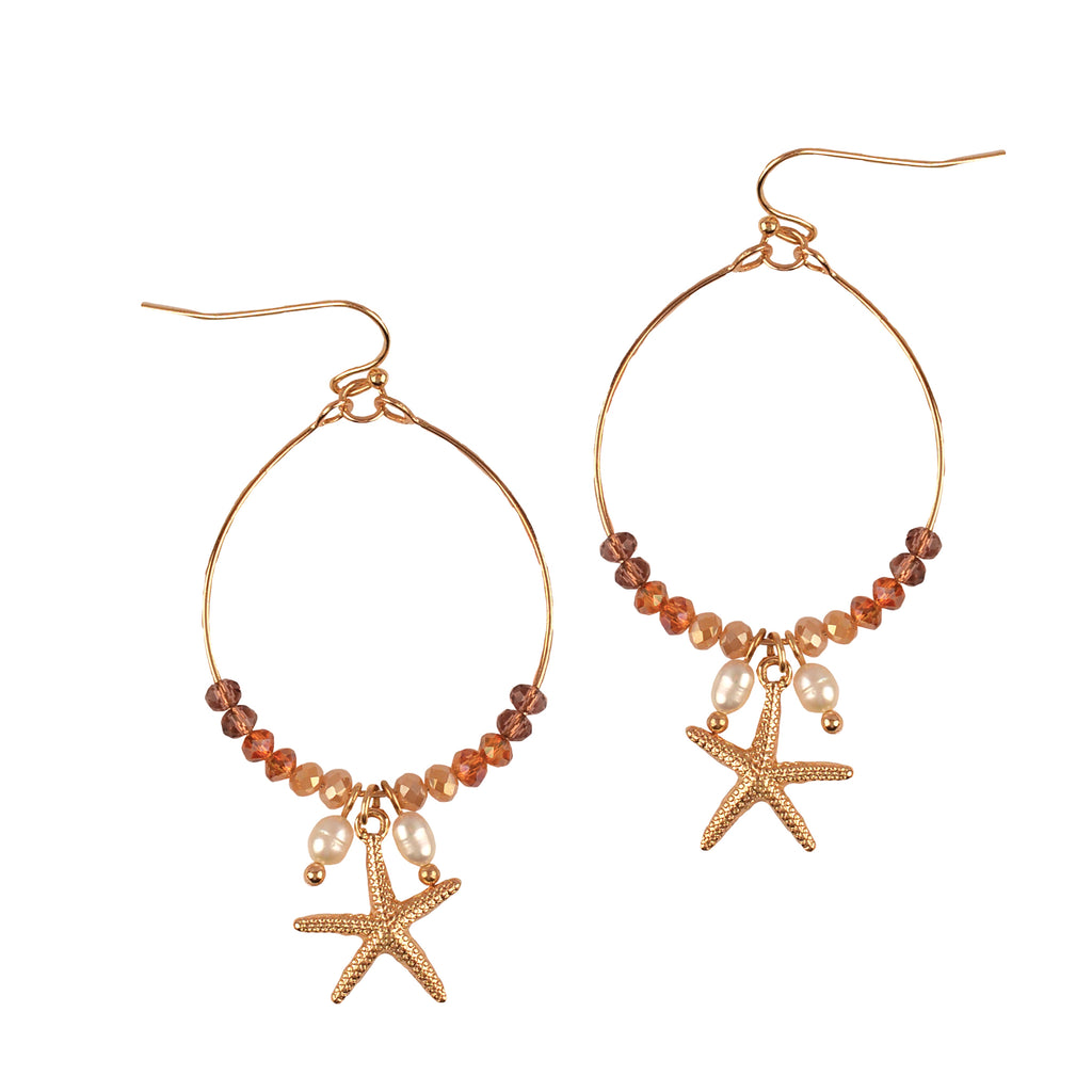 Starfish Hoop Drop Earrings
