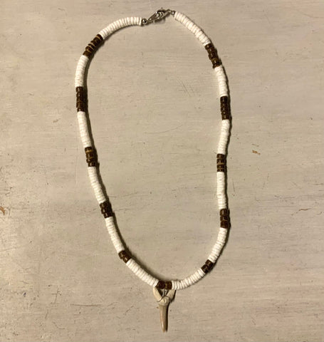 Mako Shark Tooth Clamshell Necklace