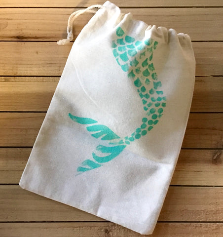 Mermaid Tail Linen Gift Bag