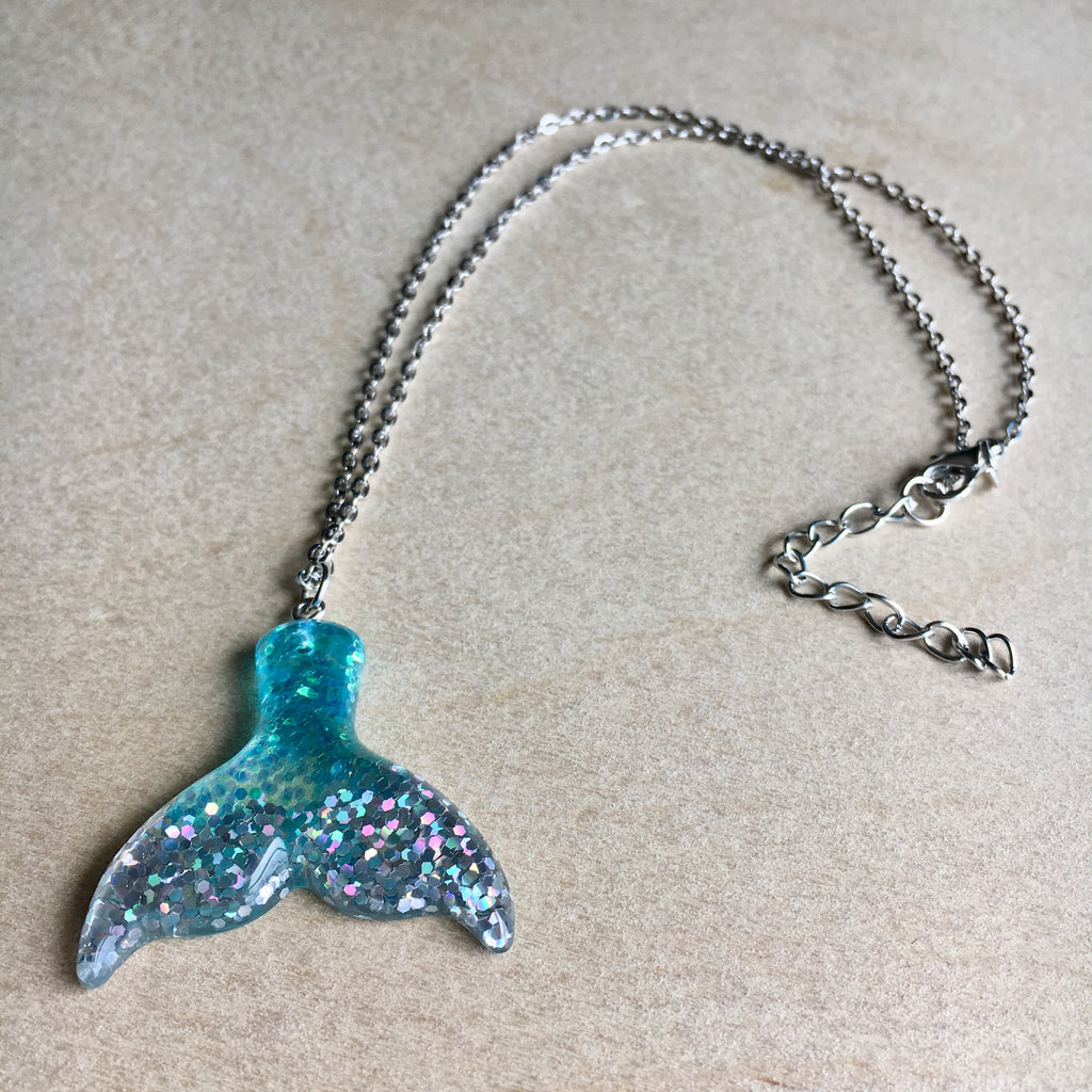 Mermaid Tail Antique Silver Necklace - Luke Adams Glass Blowing Studio
