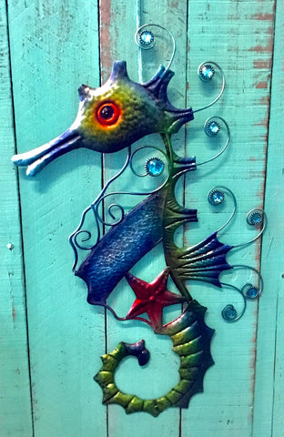 Metal Mosaic Seahorse Wall Art