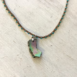 Abalone CA State Pendant Necklace