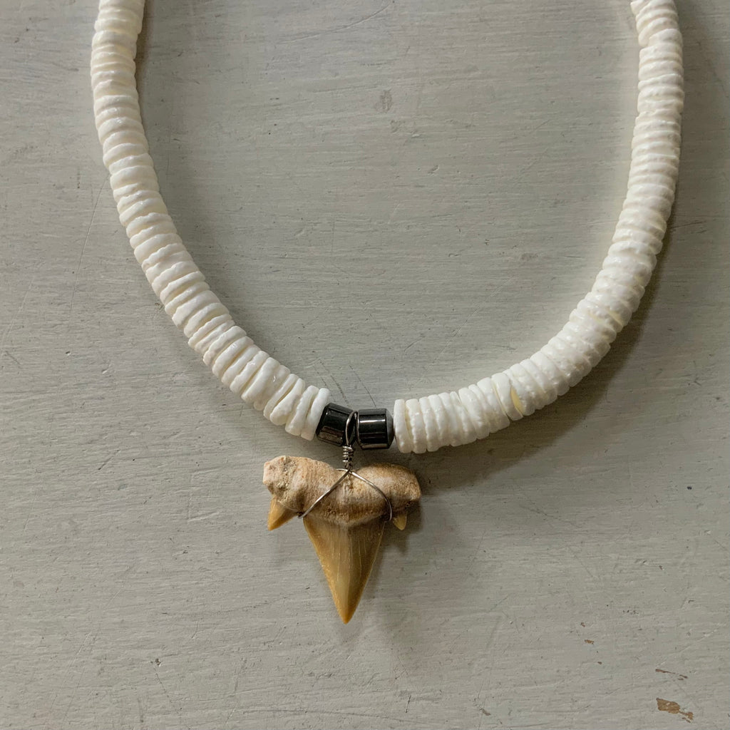 Puka Shark Tooth Hematite Necklace