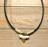 Shark Tooth Leather Cord Necklace