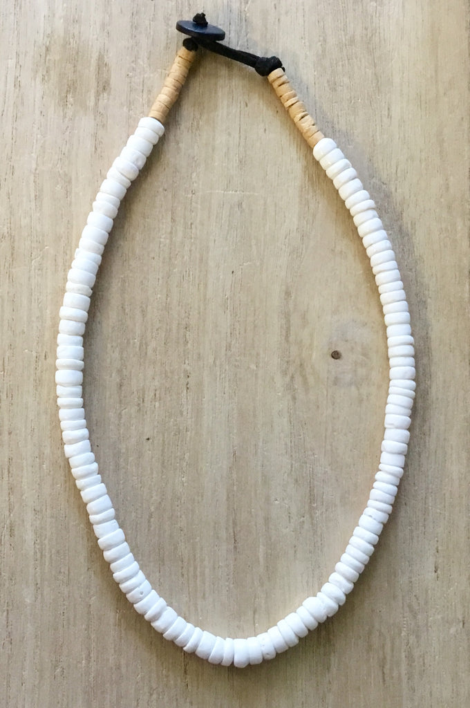 White Puka Button Necklace