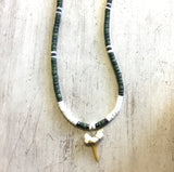 Wood Bead Shark Tooth Necklace