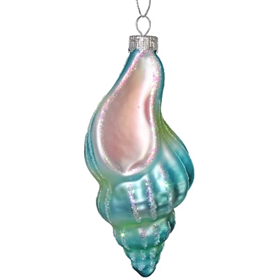 Blue Glitter Conch Shell Ornament