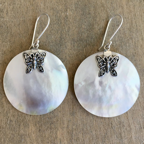 MOP Butterfly Circle Earrings