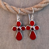 Red Coral Cross Earrings