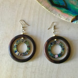Mosaic Abalone Wood Jewelry Earrings and Necklace