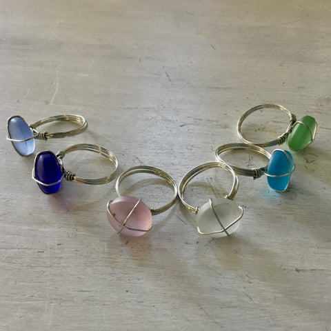 Seaglass Wire Ring