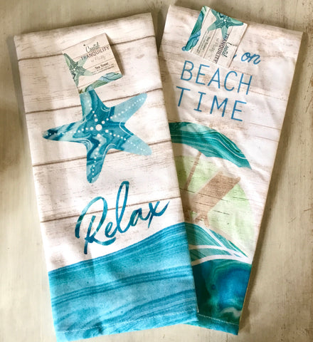 Relax Beach Time Tea Towel