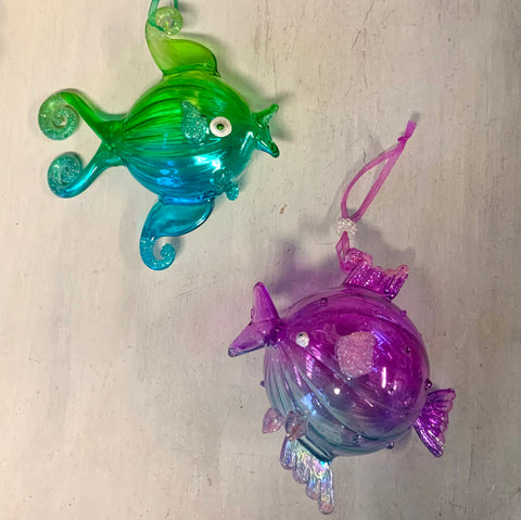 Fanciful Glass Fish Ornaments