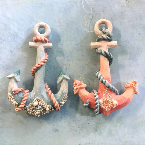 Pearl Anchor Rope Ornament