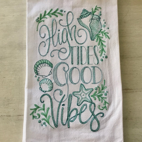 Ocean Stitched Flour Sack Towel