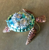 Shimmery Sea Turtle Glass Ornament