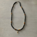 Shark Tooth Hematite Bead Necklace