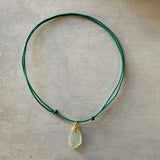 Adjustable Seaglass Leather Necklace